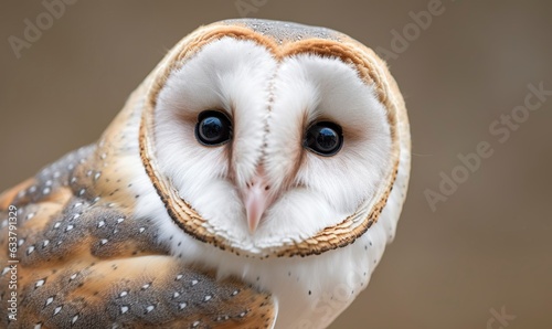 Tyto alba head, a common barn owl. close up. Generative AI