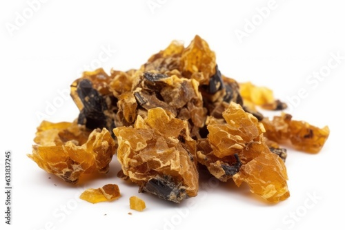 Natural mixture of propolis on a white background.