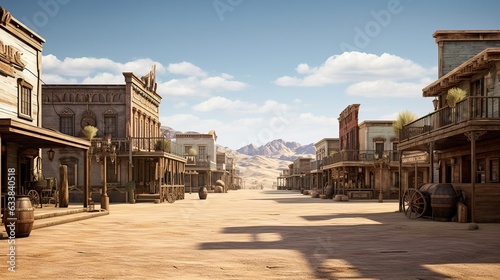 Old cowboy western town with saloons. Created using Generative AI technology.