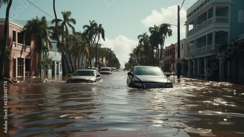 A flooded street after catastrophic Hurricane Irma hit Fort Lauderdale, FL generative ai