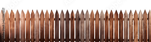Wooden brown rustic board wood fence gate on transparent background cutout, PNG file. Mockup template for artwork design.