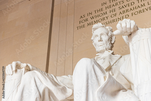 Iconic statue of Abraham Lincoln in the Lincoln Memorial in Washington DC.