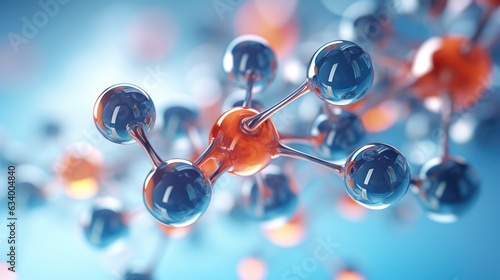 Chemical molecule model 3D rendering, innovative technology for science and medicine.