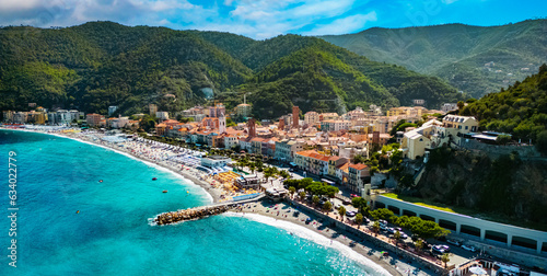 Aerial view of Noli on the Italian Riviera, Liguria, Italy