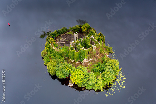 Aerial view over Lough Key Roscommon, Ireland 