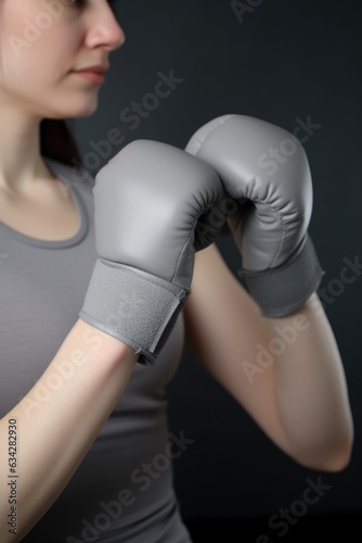 woman, hands and boxing in gym for training, exercise or wellness on grey background