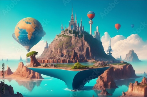 a surreal landscape where famous landmarks are reimagined in creative and unexpected ways, capturing the idea of exploring the world through AI-generated art.Created with generative AI