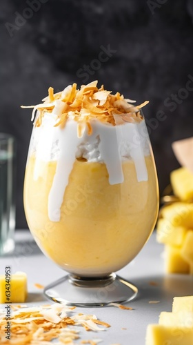 Tropical Paradise in a Glass Refreshing Pineapple Coconut Smoothie, a Blissful Sip of Paradise