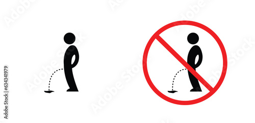 icon warning pee black outline for web site design and mobile dark mode apps Vector illustration on a white background
