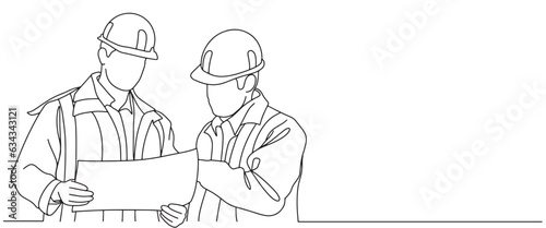 Building Construction worker line art style vector illustration