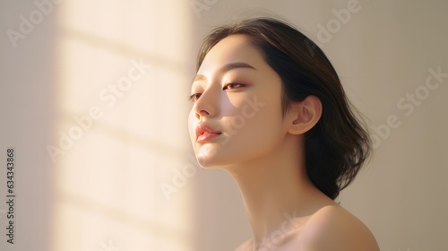 Portrait of beautiful young aisan woman. beauty fresh skin, wellness or cosmetic concept.