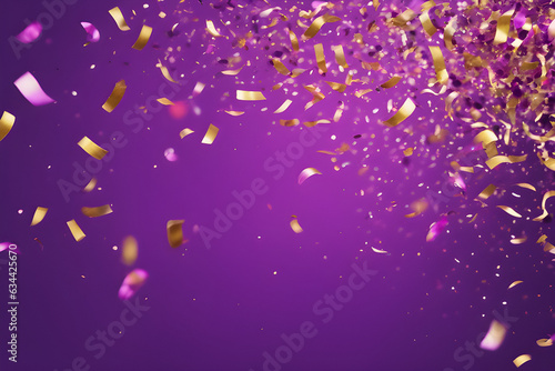 arty and Confetti Celebration Rendered Abstractly on a Purple Background