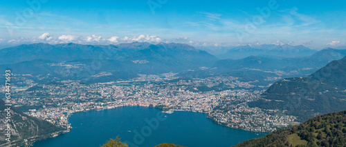 Landscape of Lake Lugano from Lanzo d'Intelvi balcony