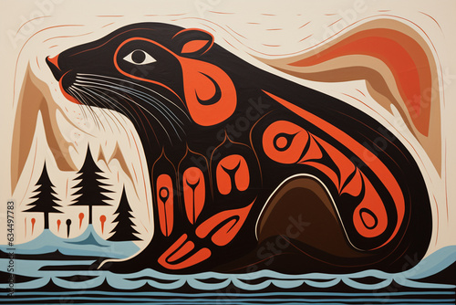 Traditional west coast indigenous art. Generative AI. 