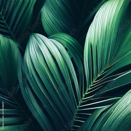 Green leaves pattern,leaf palm tree in the forest