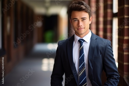 Portrait of a handsome young business man in suit and tie.