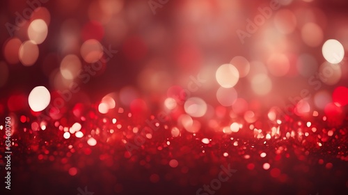 Generative AI : Red glitter vintage lights background. defocused