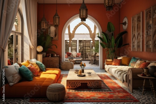 Room or apartment in Moroccan style, with earthy colors