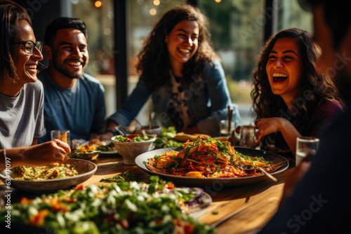 Joyful Taco Time: Friends Sharing Laughter and Tacos