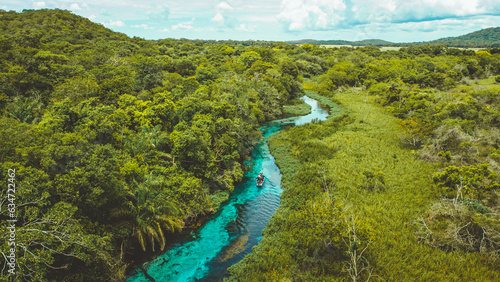 Sucuri River or Rio Sucuri in Bonito, Mato Grosso do Sul - river with blue crystalline water. Brazil