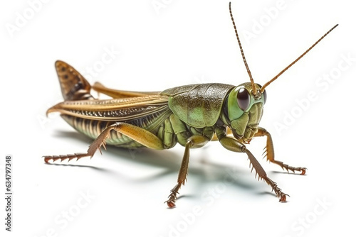 Grasshopper isolated on white background.Generative Ai.