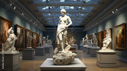 a group of statues in a museum