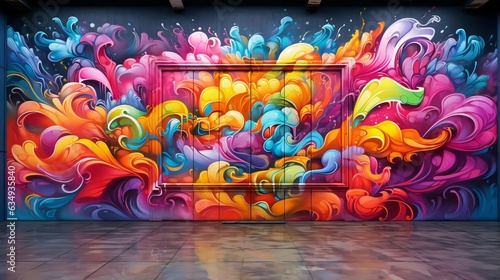 a wall with colorful art
