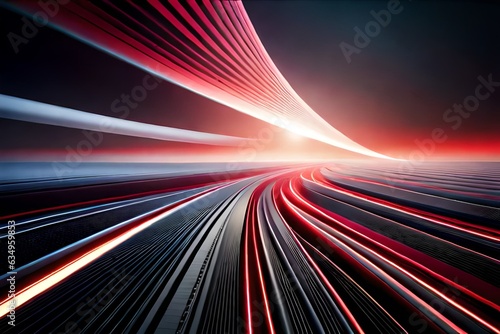 abstract dynamic waves and shining red line, on the luxury black background