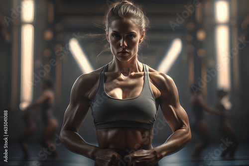 A beautiful strong woman exercising. Generative AI