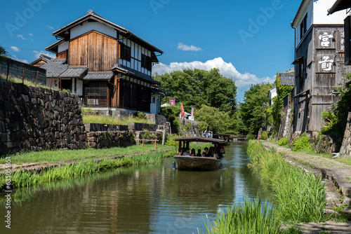 夏の八幡堀の風景 滋賀県近江八幡市