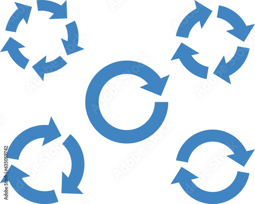 リサイクルの矢印セット サイクル アイコン 回転 ベクター 循環 青 水色 circle arrow icon set.