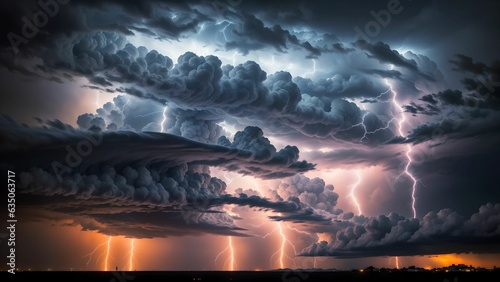 The Ominous Unfolding Drama of Nature's Spectacular Lightning Storm ai generated