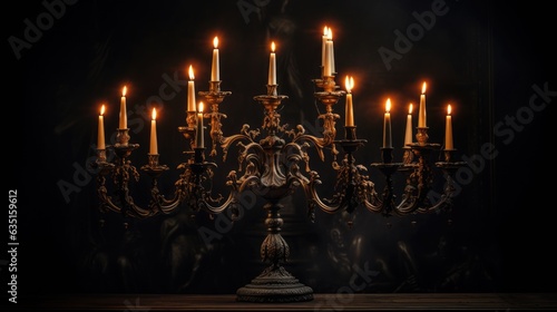 Antique candelabra with flickering candles