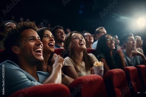 group of diverse female friends laughing while watching the show