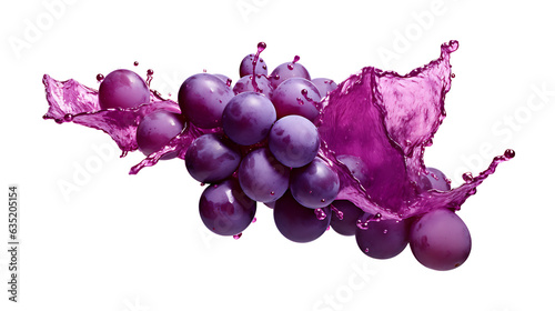 Fresh organic grape with juice splash on transparent background. grape splash png
