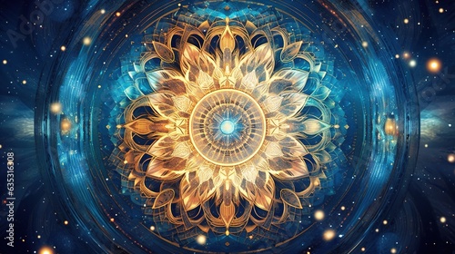 cosmic mandala, digital art illustration, Generative AI