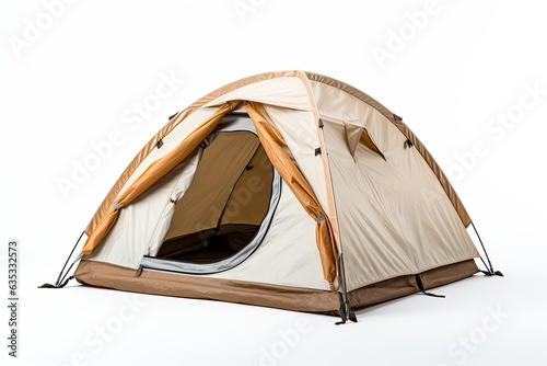 A beige tent on a white background