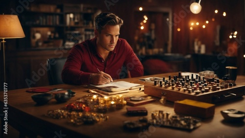 A man playing chess at a table
