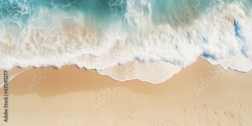 Beach from top view. Aerial view of paradise. Tranquil summer by clear blue sea