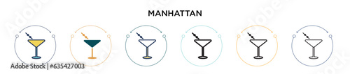Manhattan icon in filled, thin line, outline and stroke style. Vector illustration of two colored and black manhattan vector icons designs can be used for mobile, ui, web
