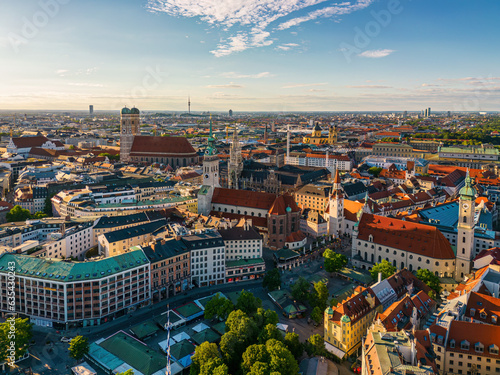 Munich skyline with Marienplatz New Town Hall