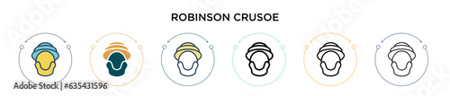 Robinson crusoe icon in filled, thin line, outline and stroke style. Vector illustration of two colored and black robinson crusoe vector icons designs can be used for mobile, ui, web