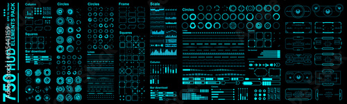 Big set of Futuristic HUD elements. Virtual graphical user interface. Mega set of HUD, GUI, UI elements. Circles, charts, frames, targets, signs