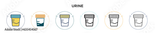 Urine icon in filled, thin line, outline and stroke style. Vector illustration of two colored and black urine vector icons designs can be used for mobile, ui, web