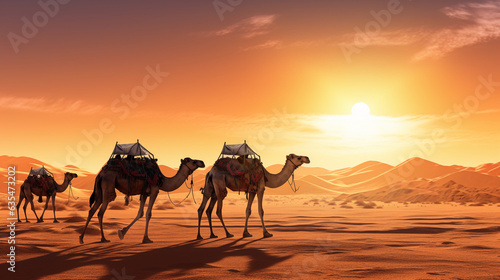 camels in the desert. Generative Ai. 
