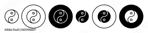 yin yang vector icon set. jing jang symbol in black color. karma sign.