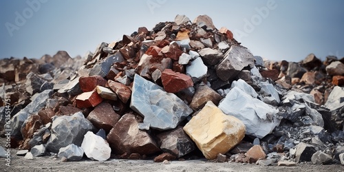 Small pile of minerals extracted in a rare earth mine