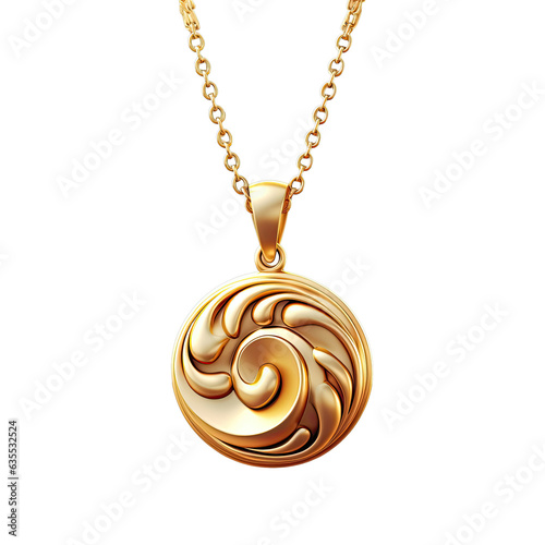 transparent background with isolated golden pendant