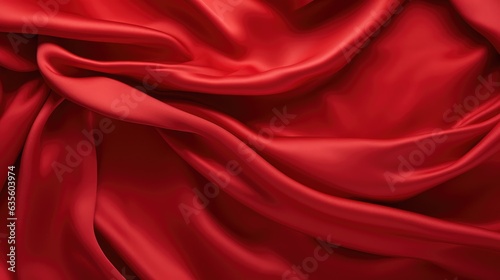  Waves of red satin fabric
