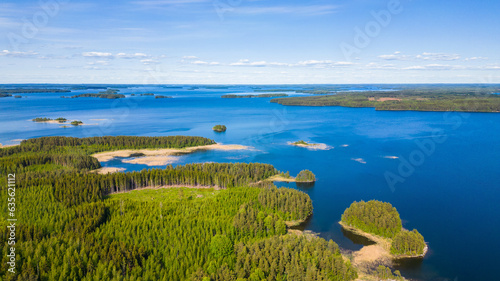 Finnish lake district landscape panoramic view